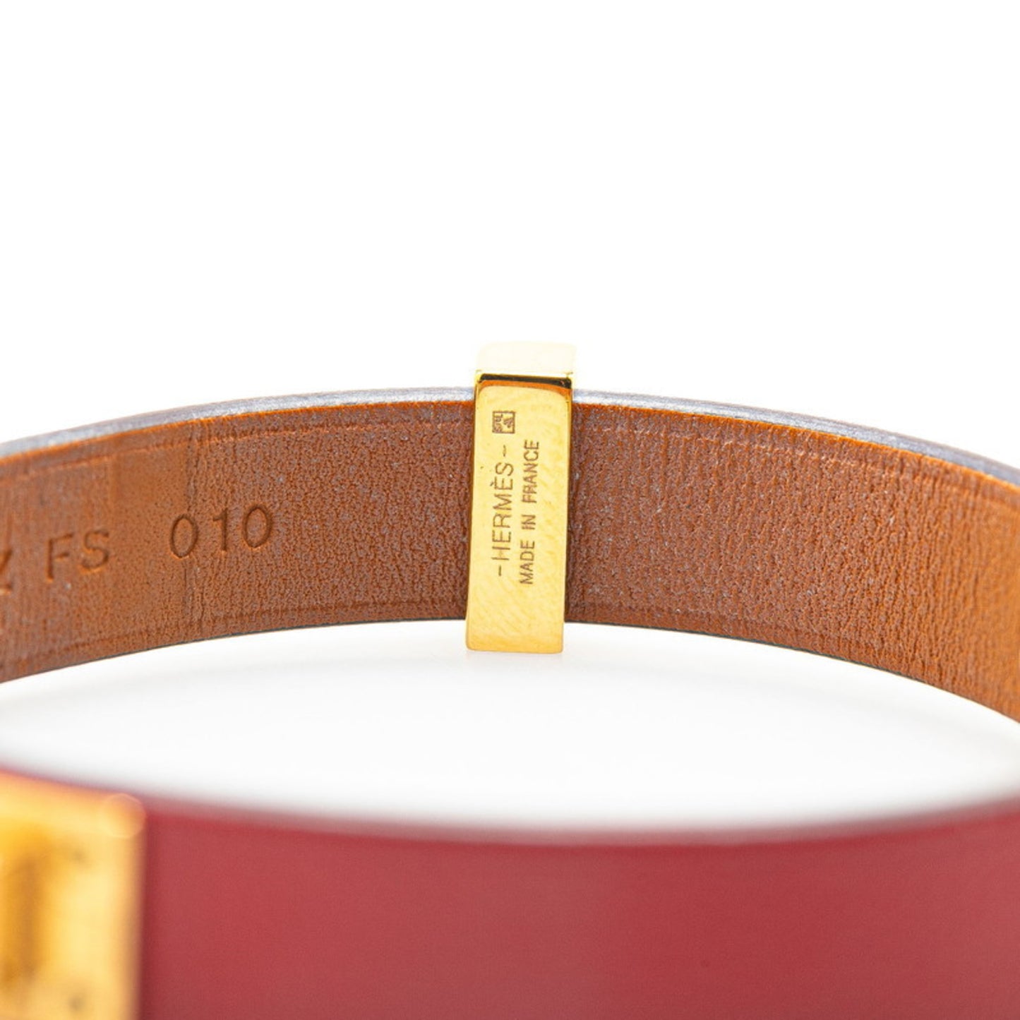 Hermes Asdukur T2 Bracelet Red Swift Plated Women's HERMES