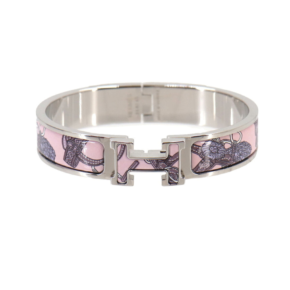 Hermes Clic H PM Honage Brides de Coeur Bangle Pink Silver — New - Store Return