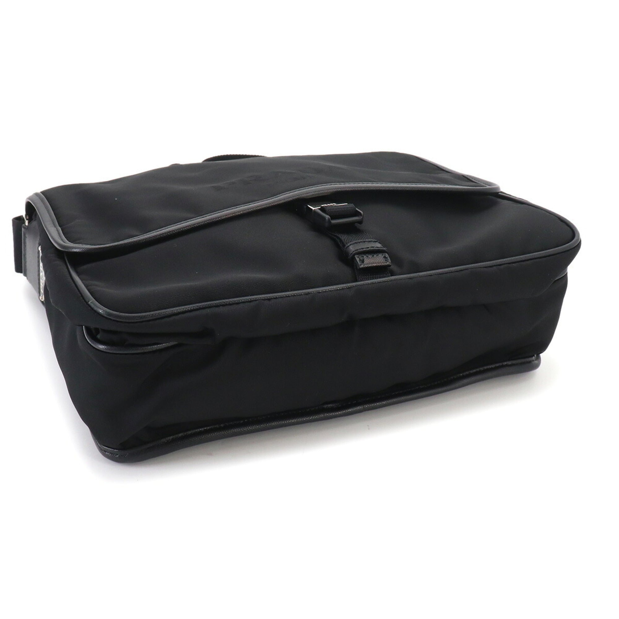 Prada PRADA Shoulder Handbag Nylon Saffiano Leather Nero Black V166 Messenger Bag — New - Store Return