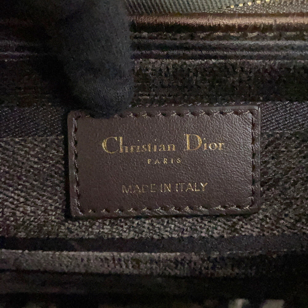 Christian Dior Lady D-Lite Medium Velvet Handbag M0565OTGT 2-way Leopard Print for Women — Like New