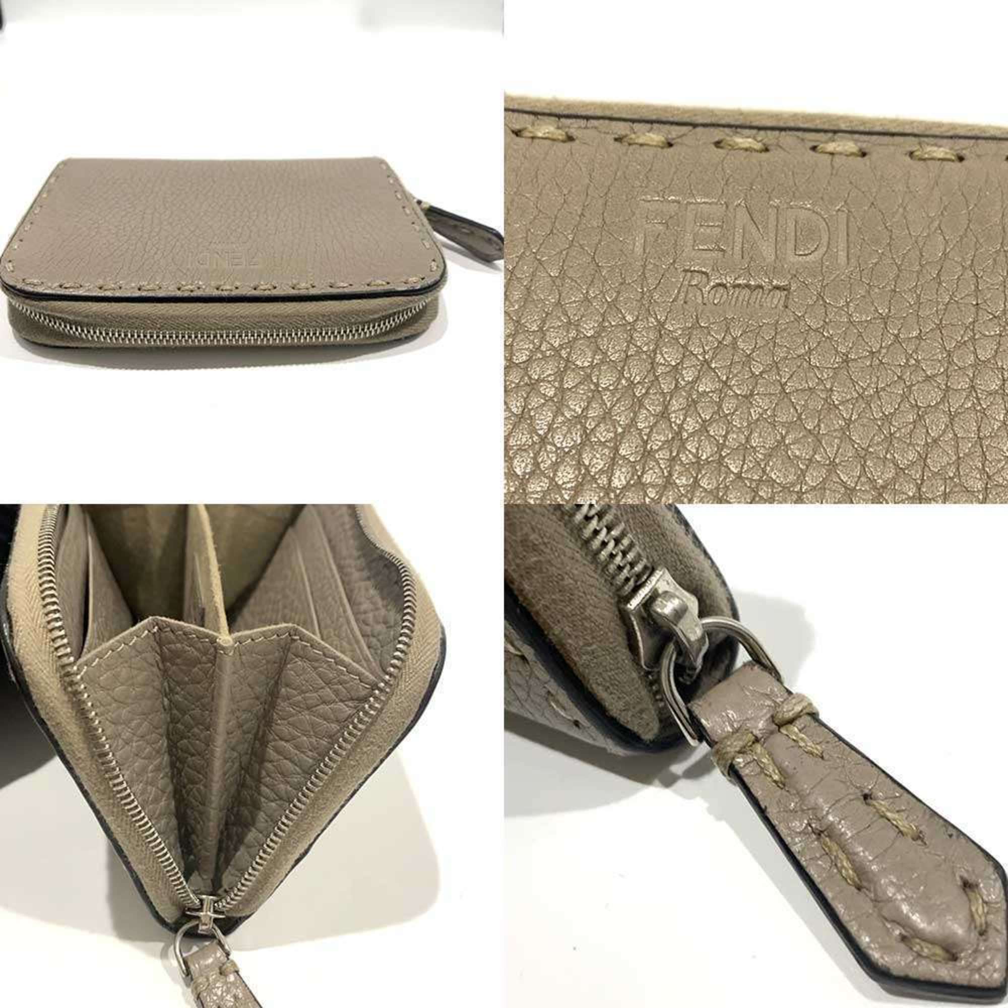 Fendi Seria coin case, card round, gray beige, 8M0313 FENDI