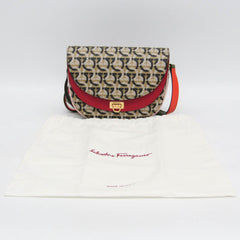 Salvatore Ferragamo Gancini AU-21 H986 Women's Leather,PVC Shoulder Bag Beige — Like New