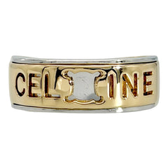 Celine Macadam Logo Bicolor Ring, Approx. 18K Yellow Gold (5.9g), Platinum 900 Combination, Women's Ring — Like New