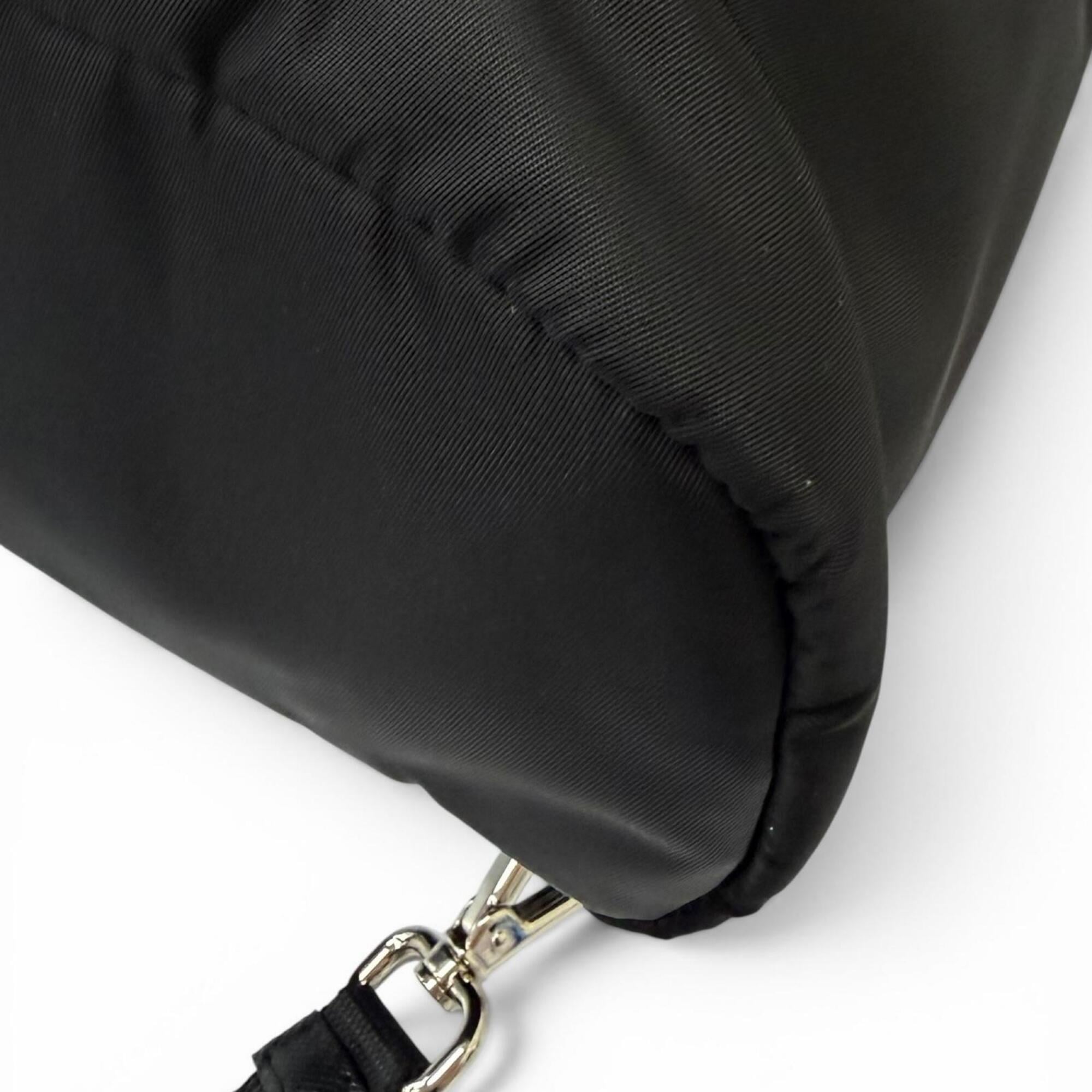 PRADA 2VG098 Triangle Logo Saffiano Leather Re-Nylon 2-Way Backpack Tote Bag Black Made in Italy Men's with Dust — Like New