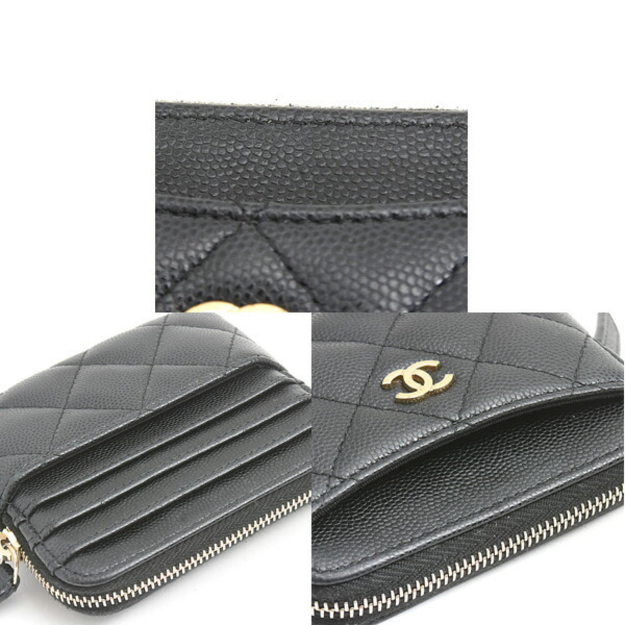 Chanel Women's Matelasse Zip Coin Purse in Black Caviar Leather (AO2061)