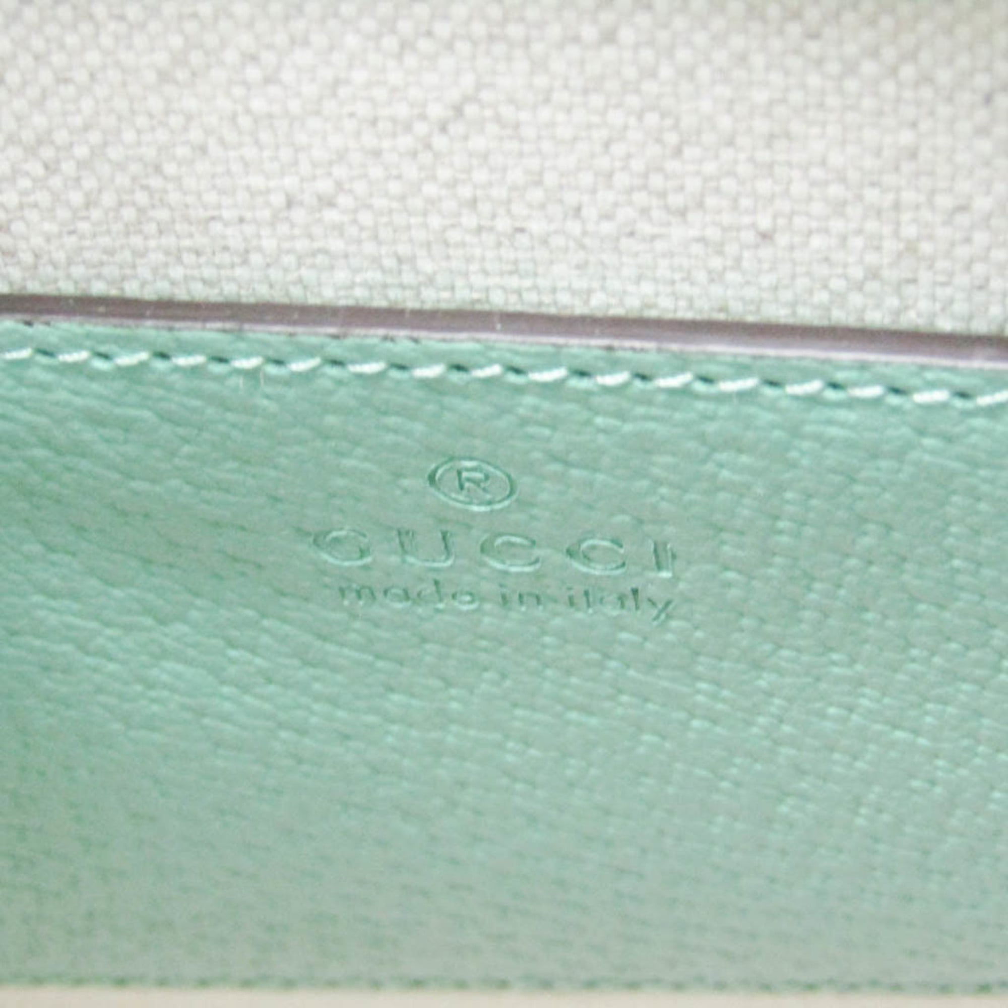 Gucci Jumbo GG 671623 Women's Canvas,Leather Handbag,Shoulder Bag Beige,Light Green — Like New