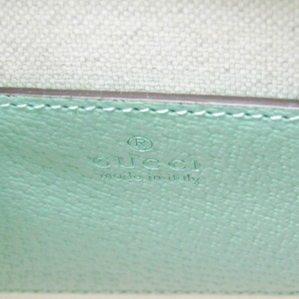 Gucci Jumbo GG 671623 Women's Canvas,Leather Handbag,Shoulder Bag Beige,Light Green — Like New