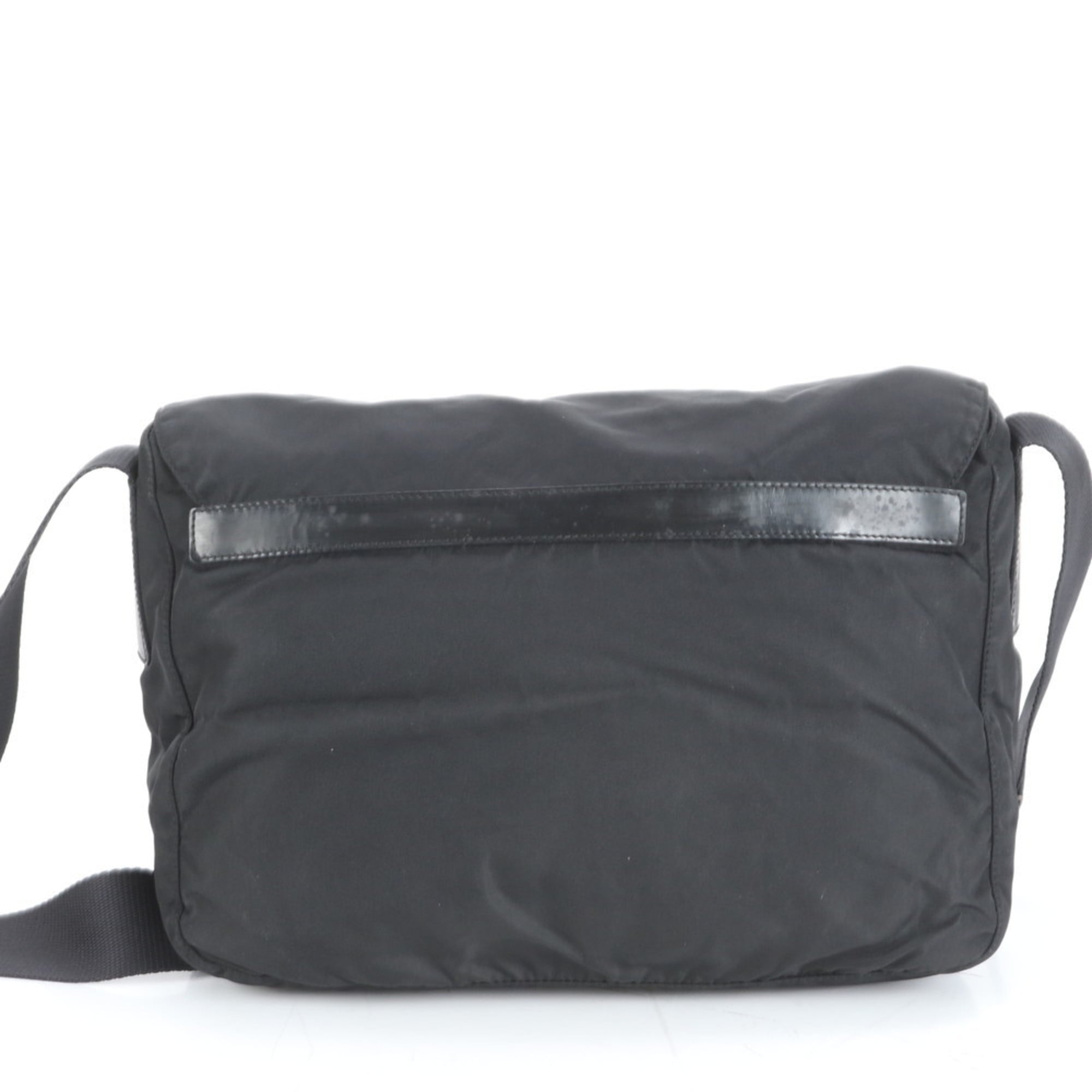 Prada Tessuto Nylon Triangle Logo Shoulder Bag Messenger Black Men's