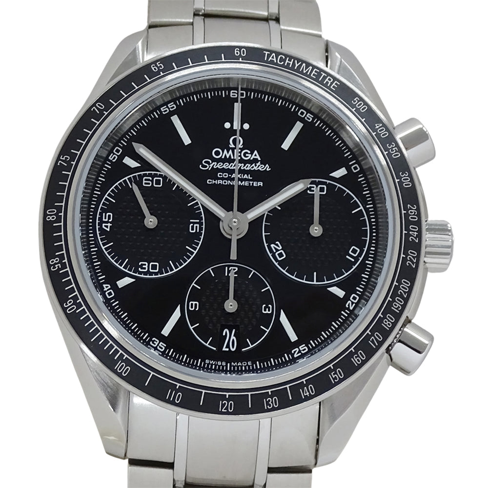 Omega Speedmaster Racing 326.30.40.50.01.001 Men's Watch, Brand Name, Co-Axial Chronograph, Automatic Movement, Stainless Steel (SS), Silver & Black — Very Good