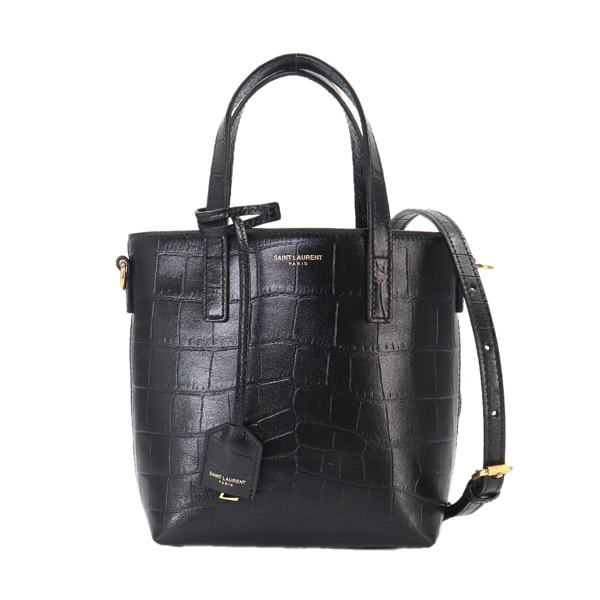 Saint Laurent Mini Toy 2-way Tote Shoulder Handbag Leather Black 712367 Gold Hardware Shopping — New - Store Return