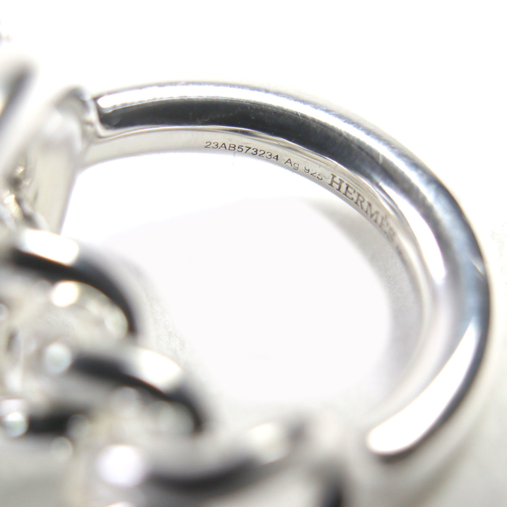 HERMES Croisette Ring, AG925, 2023 model, Silver, Size 49 (equivalent to Japanese size), Made in Italy, Weight: 15.7g — Like New