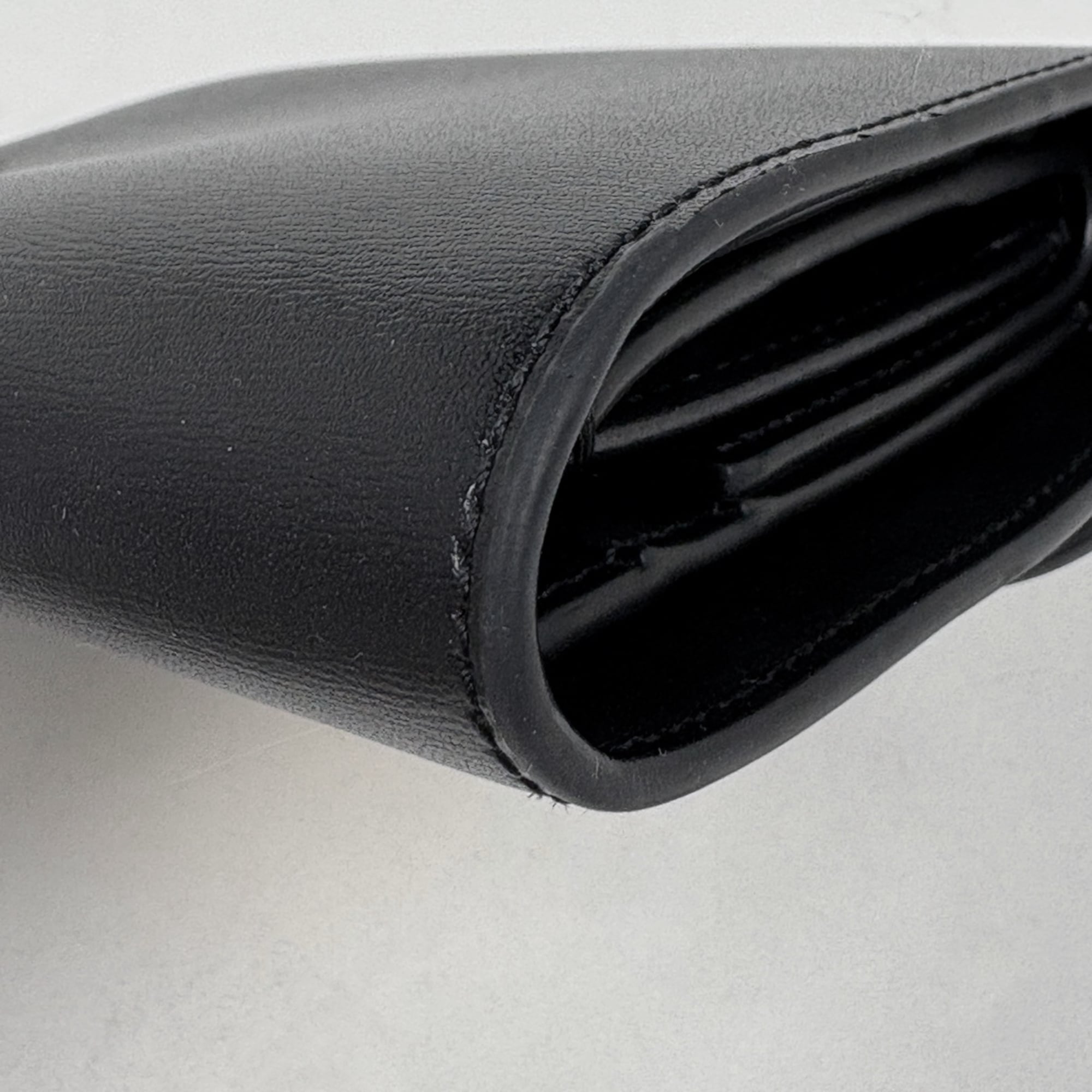 Celine Triomphe Small Flap Wallet, Tri-fold Leather, Black, Women's