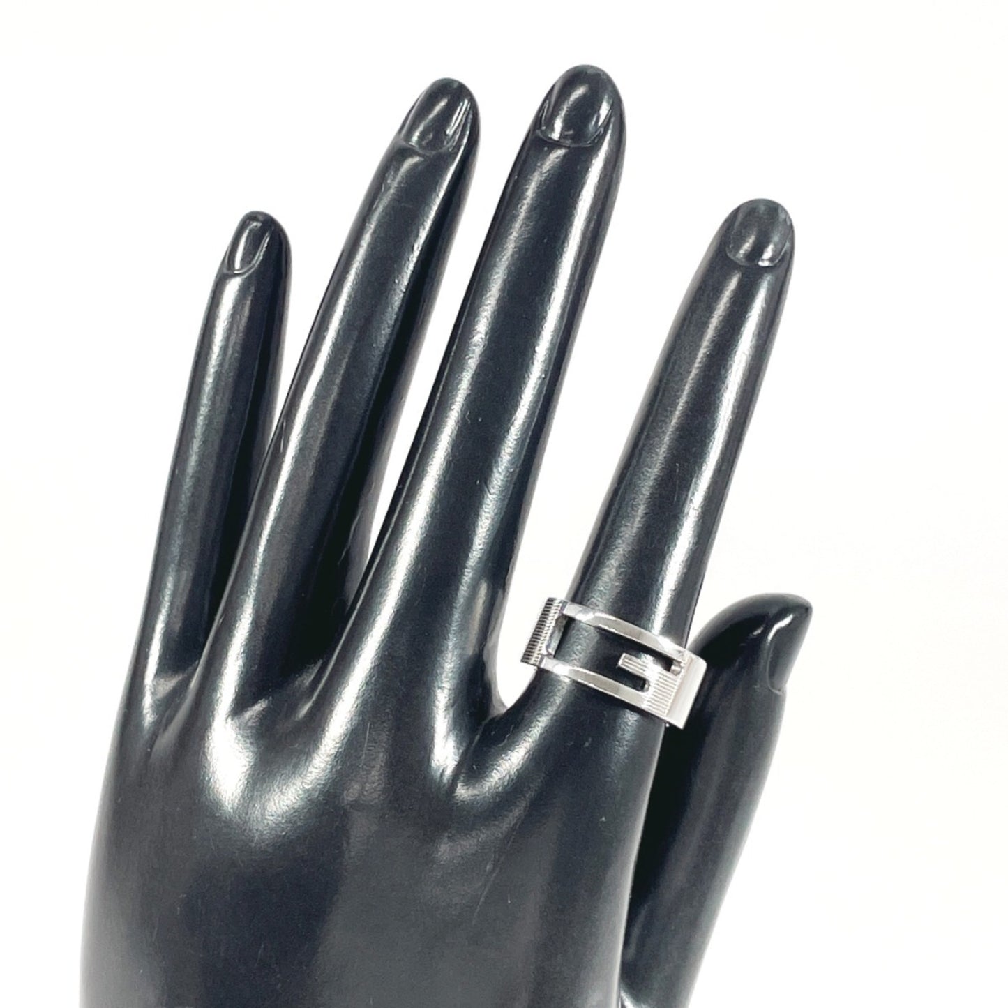 GUCCI Gucci Branded Cutout G Ring, Silver 925, 9, Silver, Women's