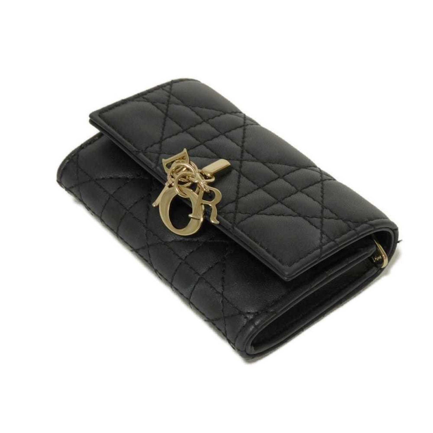 Christian Dior Dior Women's Glycine Bifold Wallet with Charm, Coin Case, Card and Cannage Design in Black (S0966ONMJ_M900)