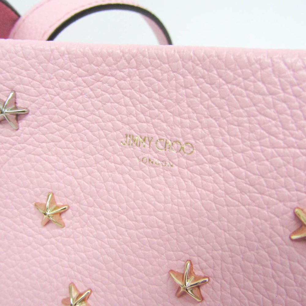 Jimmy Choo Sophia Small Men,Women Leather Studded Tote Bag Pink — Like New