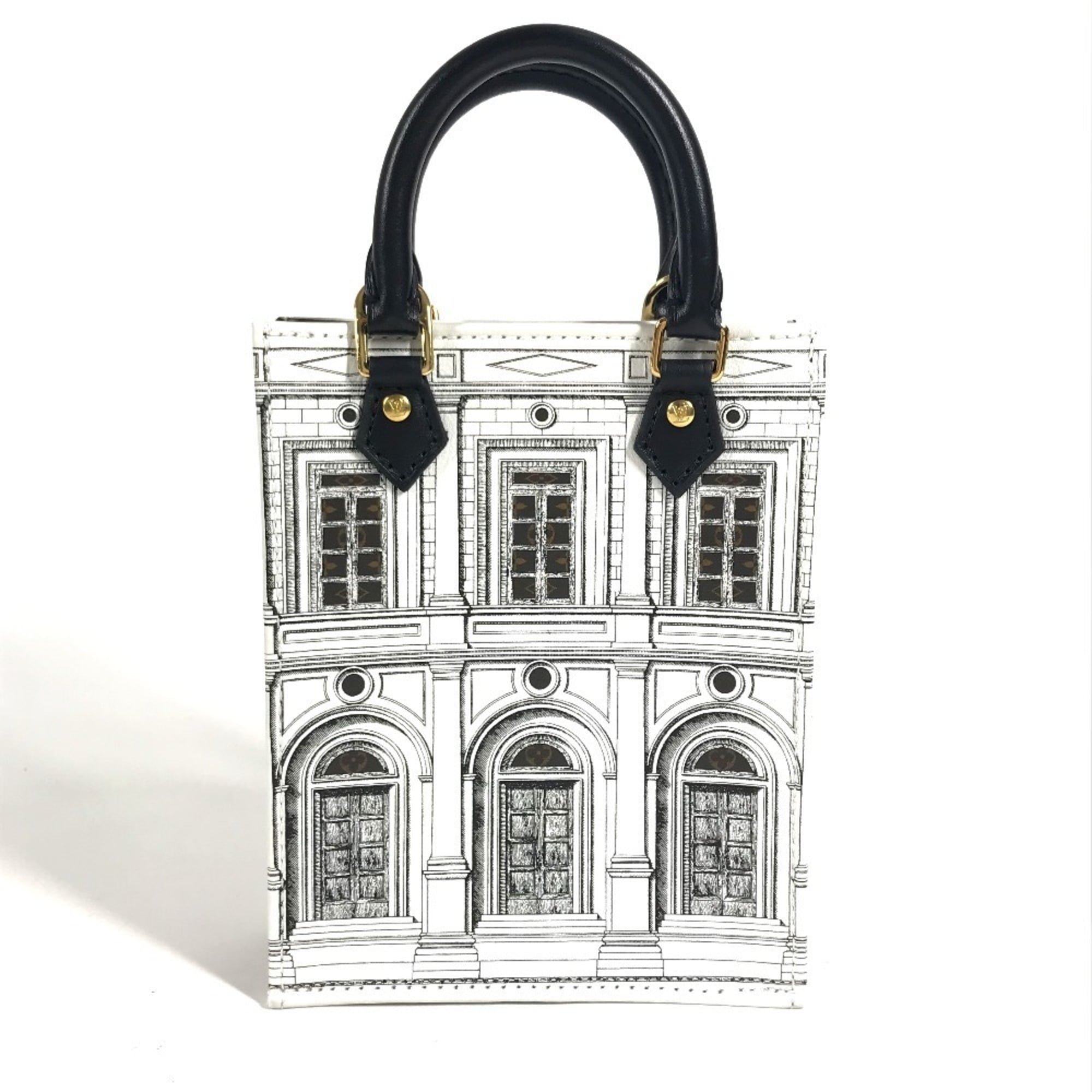 LOUIS VUITTON M80991 Fornasetti Collaboration Petite Sac Plat Bag, Crossbody Handbag, Pochette, 2-Way Shoulder Leather, Women's, White