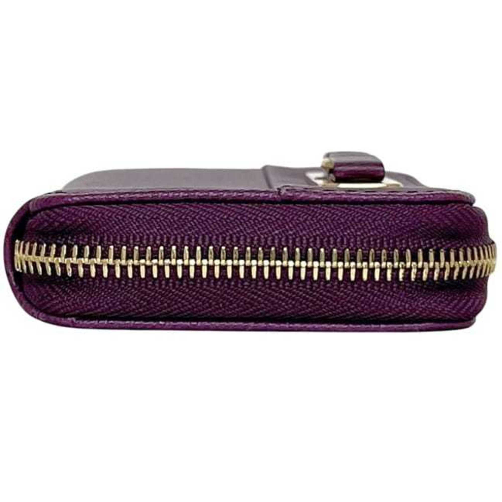 Salvatore Ferragamo coin case ec-24697 purple Vara leather purse AK-22 C128 wallet ribbon mini compact round men's women's
