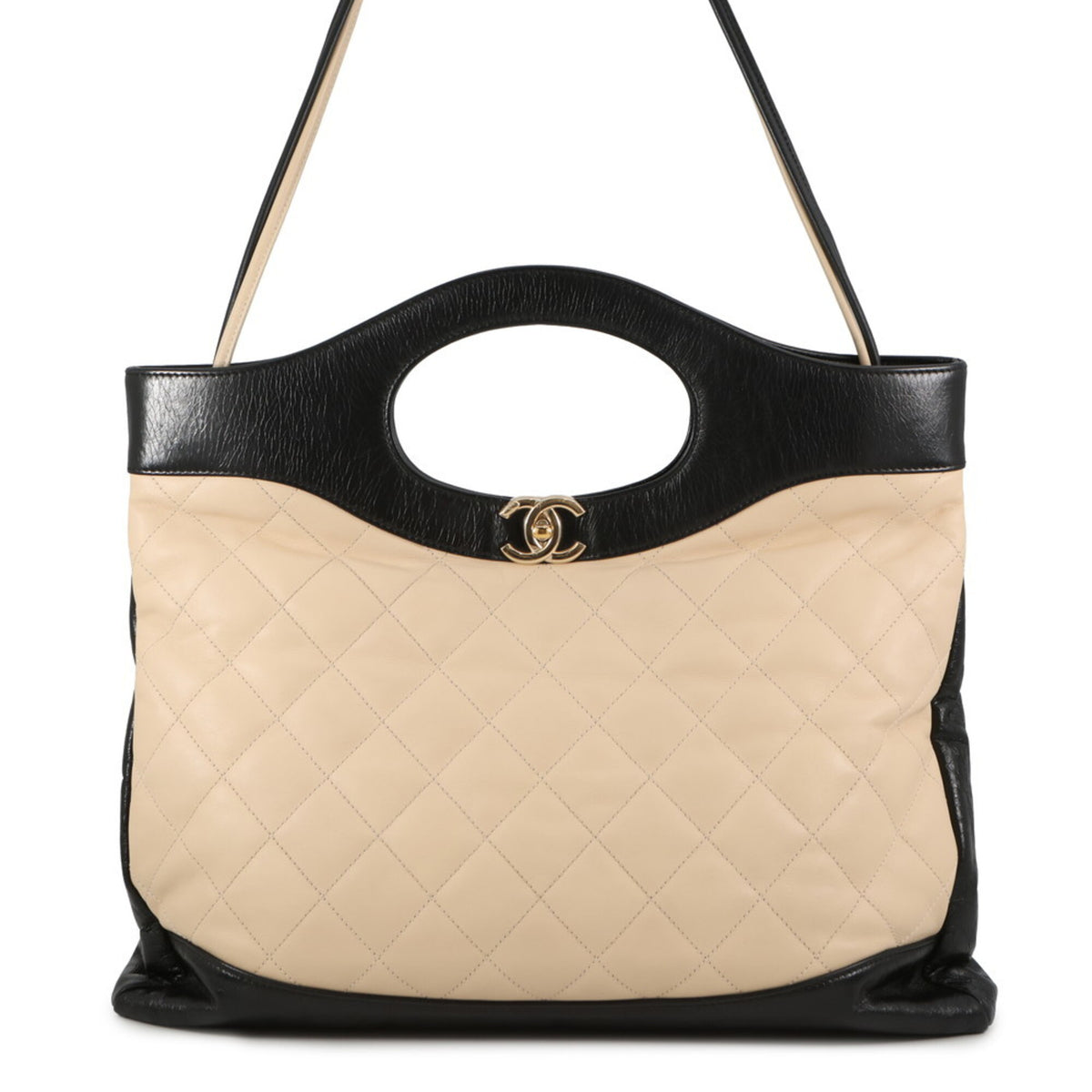 Chanel Matelassé handbag, Coco Mark, 31 Large, A57977, CHANEL 2-way shoulder bag, black, handbag for women — Like New