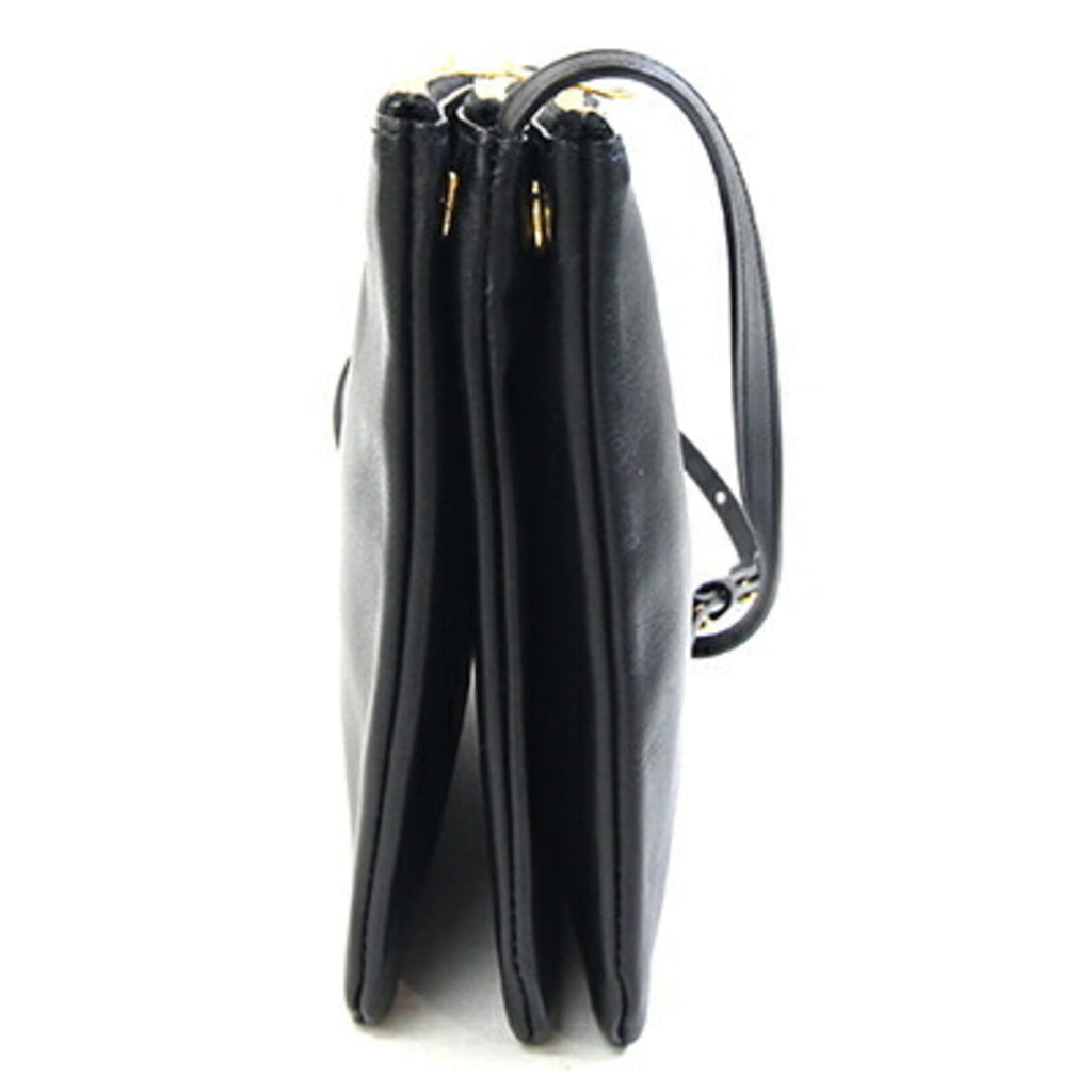 Celine Trio Large Shoulder Bag 187613 Black Leather Crossbody for Women