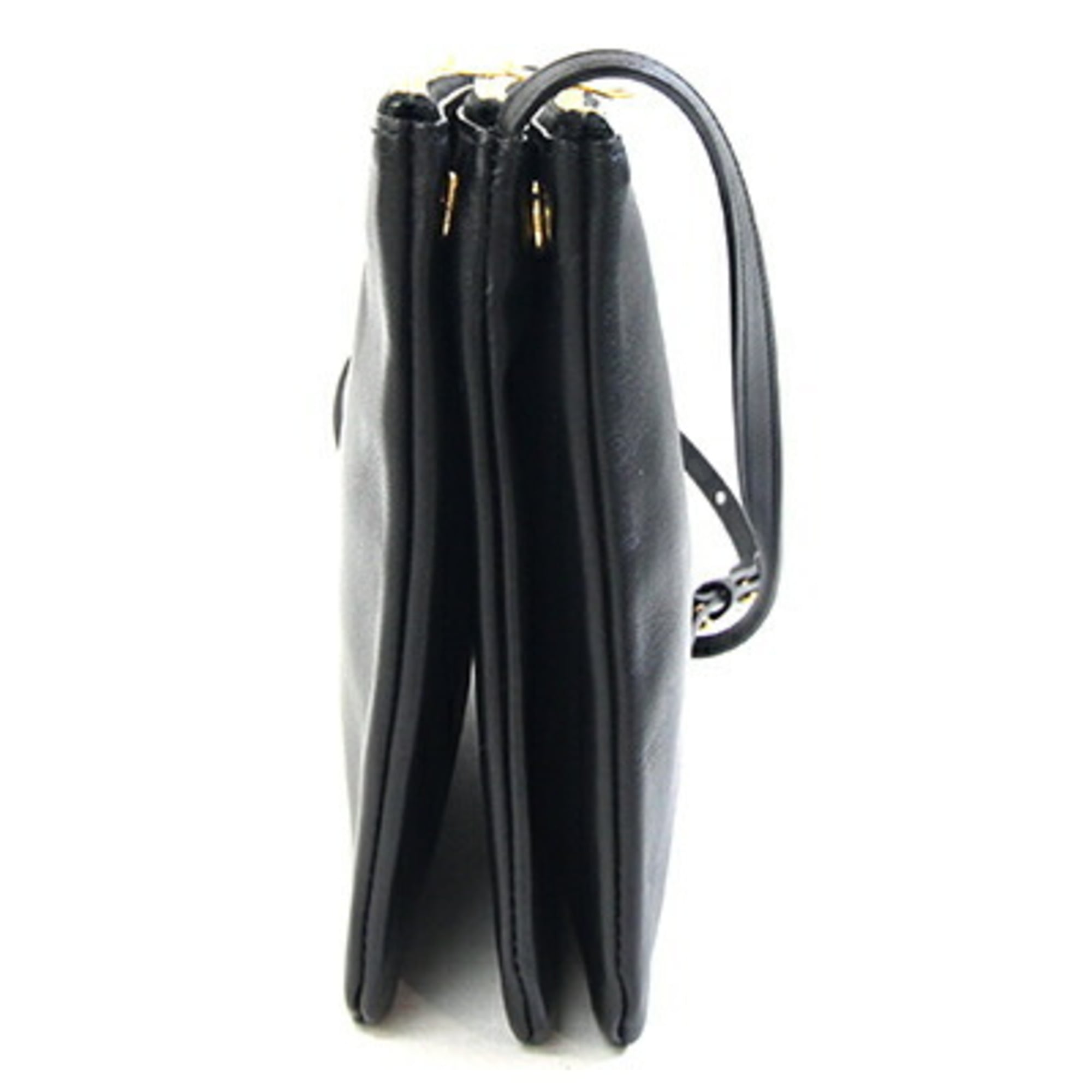 Celine Trio Large Shoulder Bag 187613 Black Leather Crossbody for Women
