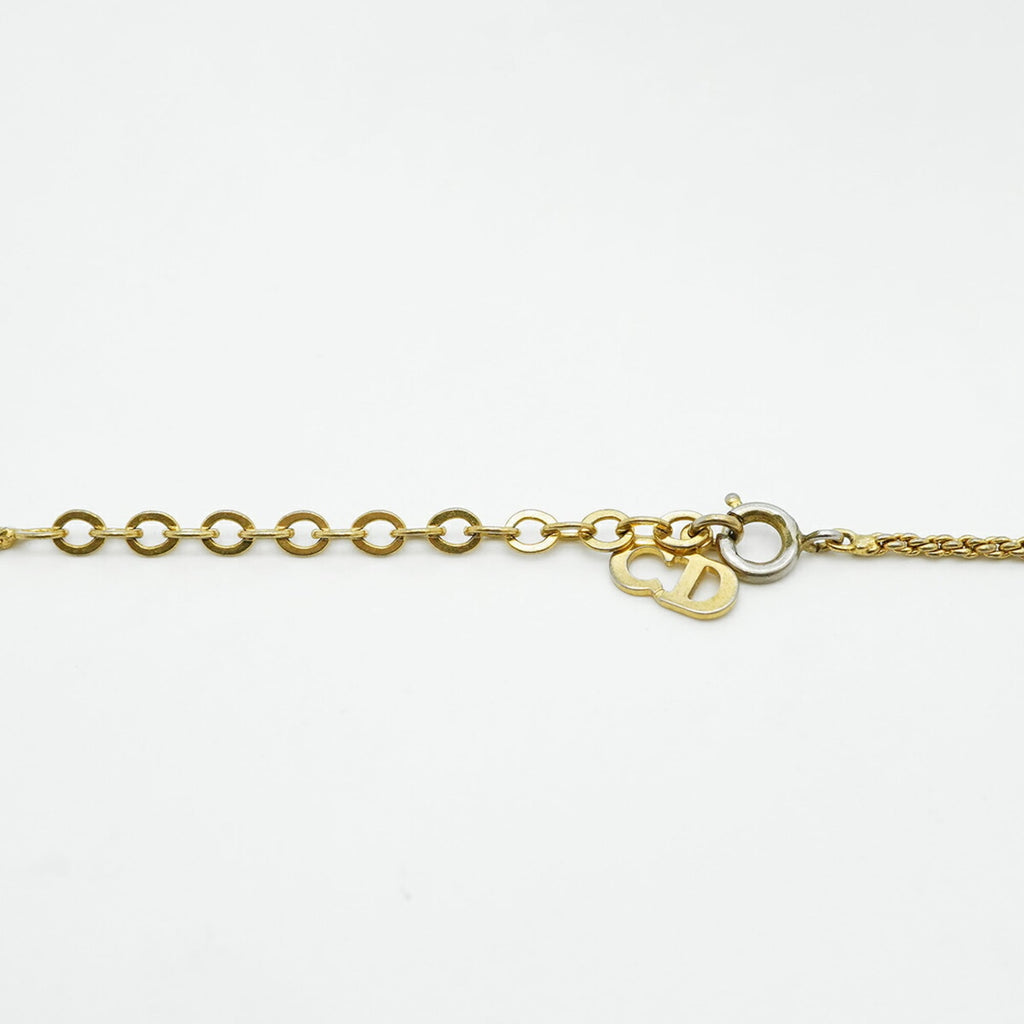 Christian Dior necklace with heart motif, gold plated rhinestones, for women.