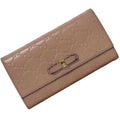 Gucci Bifold Long Wallet ec-24305 Pink Beige Stripe 388679 Leather 0959 GUCCI Ribbon GG Embossed Women's