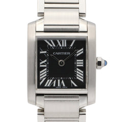 Cartier Tank Française SM Watch, Stainless Steel, Women's, Black, W51026Q3 — Very Good