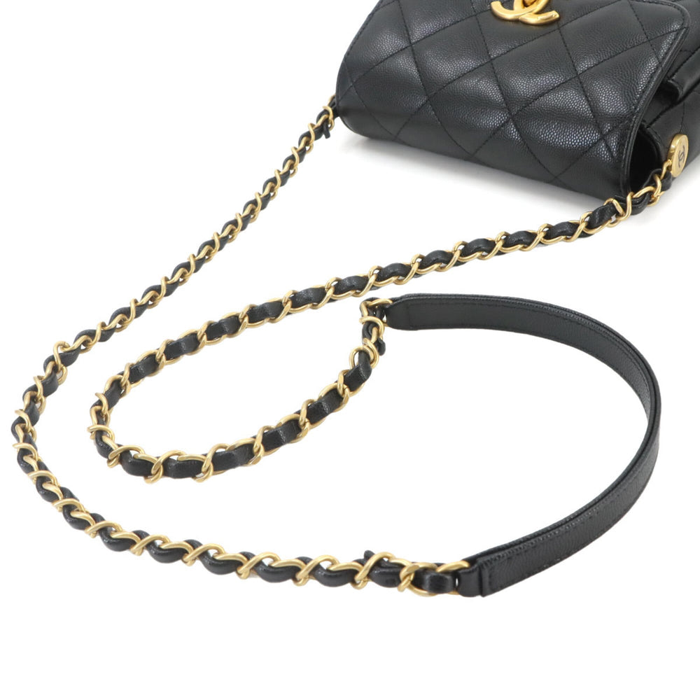 Chanel Matelasse Mini Flap Chain Shoulder Handbag, Caviar Leather, Black with Gold Hardware — New - Store Return