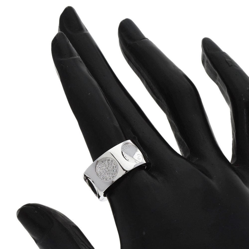 Louis Vuitton Grand Bague Empreinte Diamond Ring #53, 18K White Gold, Women's — Like New