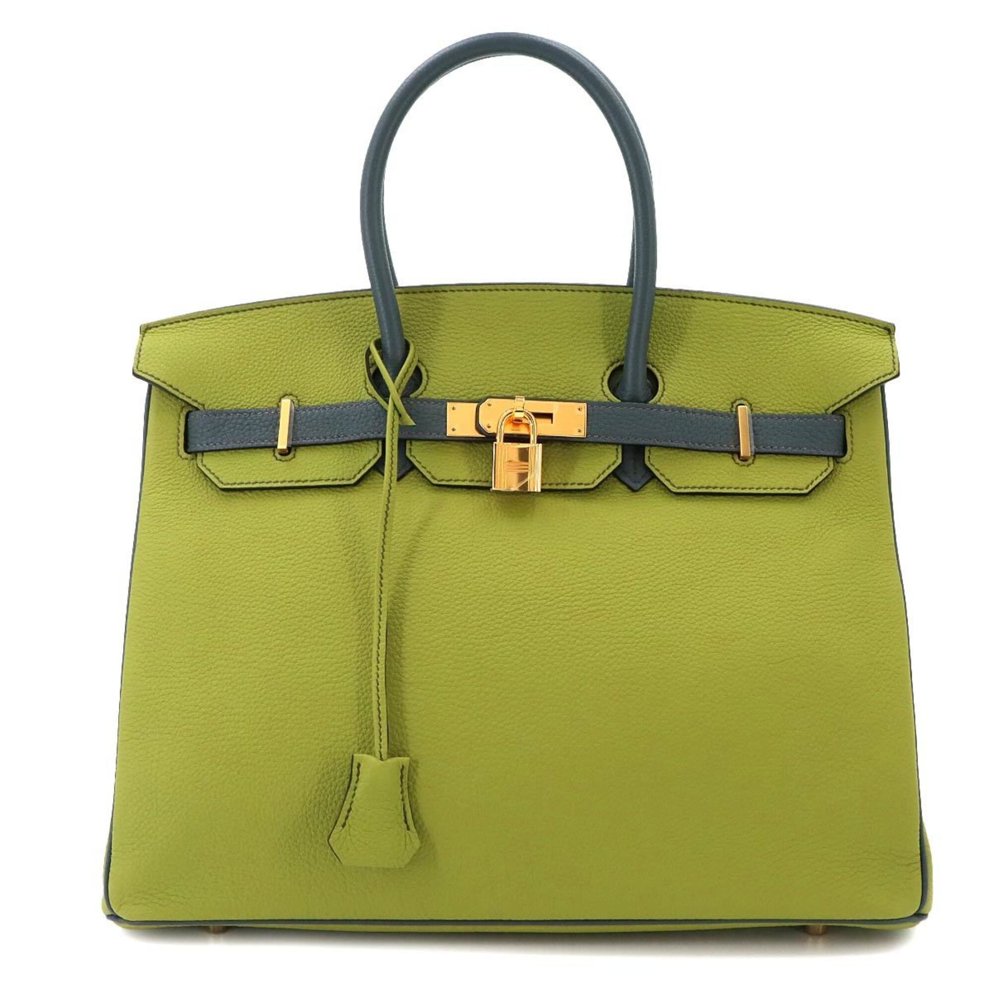 Hermes Birkin 35 Personal SPO Togo Pistachio Blue Orage Handbag □Q Stamp Gold Hardware — New - Store Return