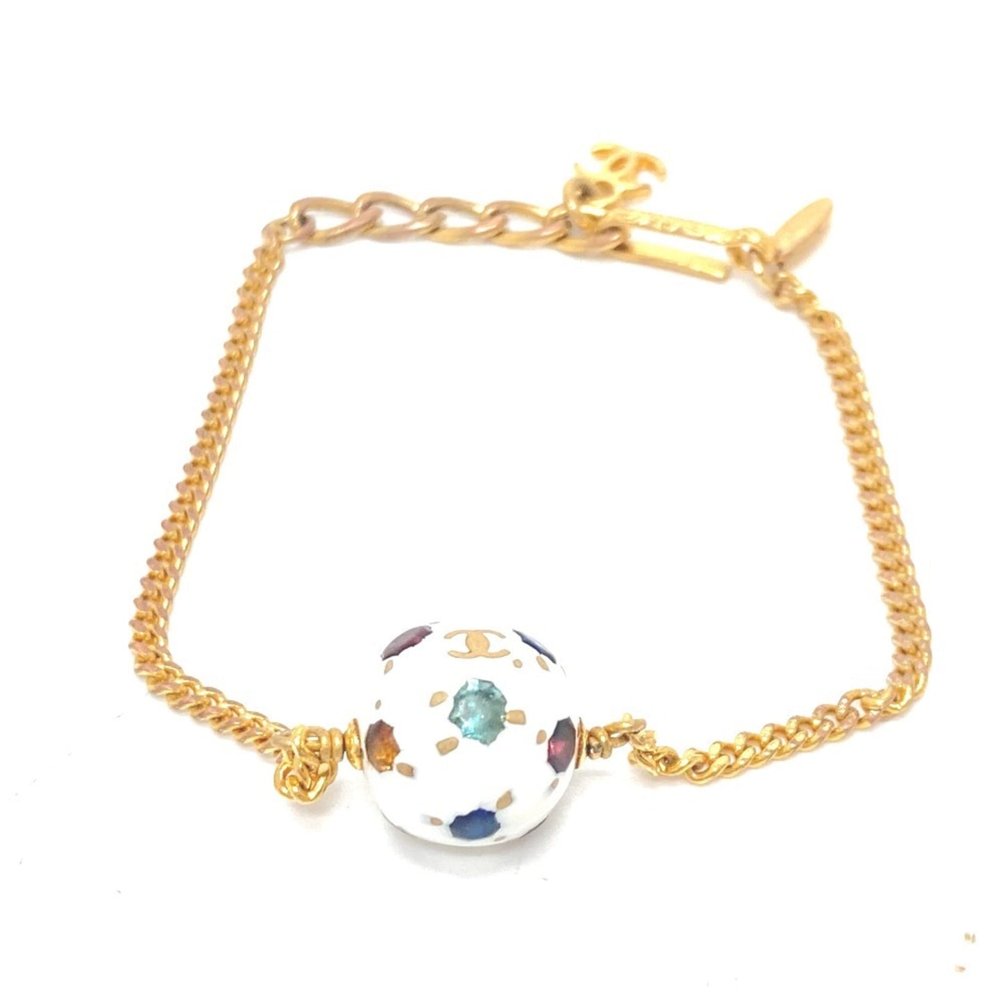 CHANEL 98P Coco Mark Soccer Accessory Bracelet Metal Women's Gold