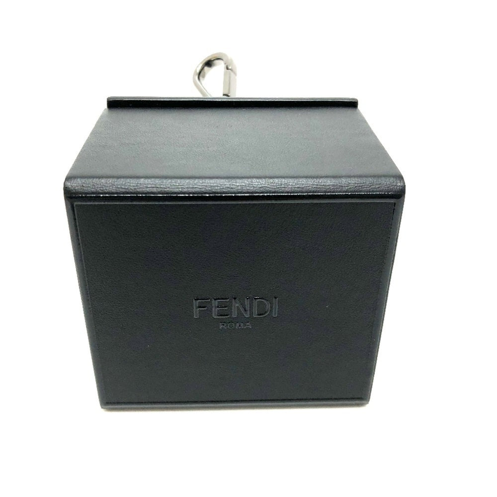 FENDI 7AR894 Logo/Accessory Mini Box Charm Keychain Leather Women's Black Like New — Like New