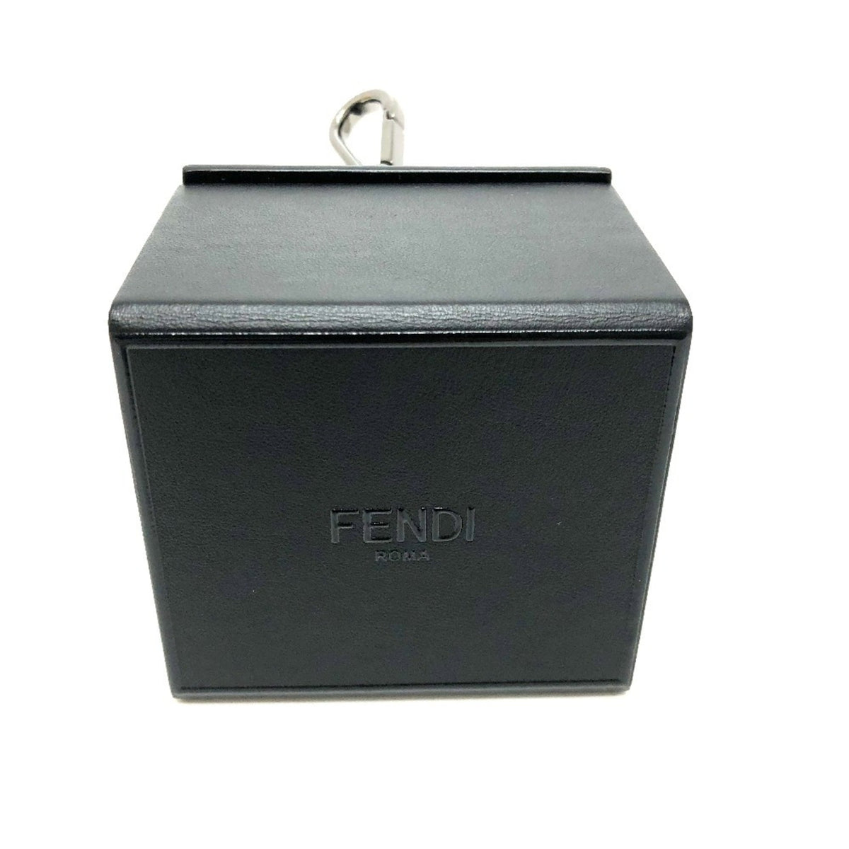 FENDI 7AR894 Logo/Accessory Mini Box Charm Keychain Leather Women's Black Like New — Like New