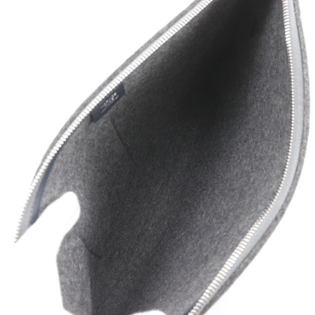 Hermes Too Doo 37 Clutch Bag Felt 2017 Gray A A5 Zipper Unisex