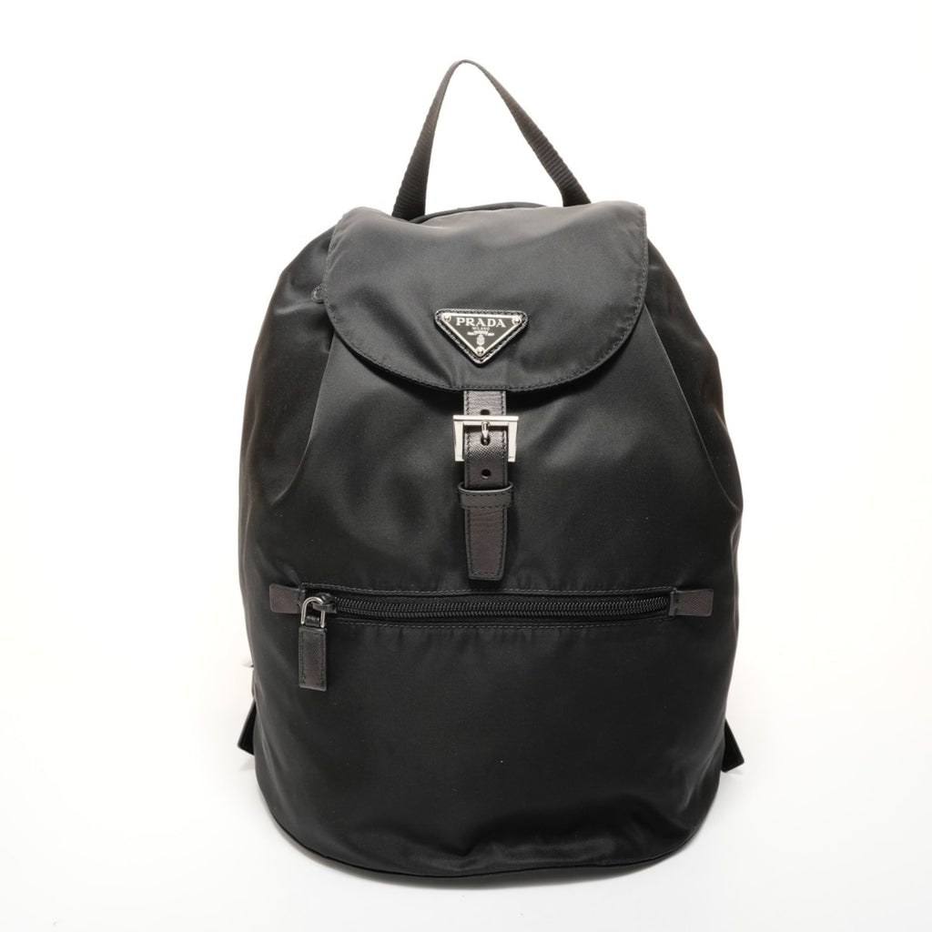Prada nylon triangle logo backpack/daypack in black