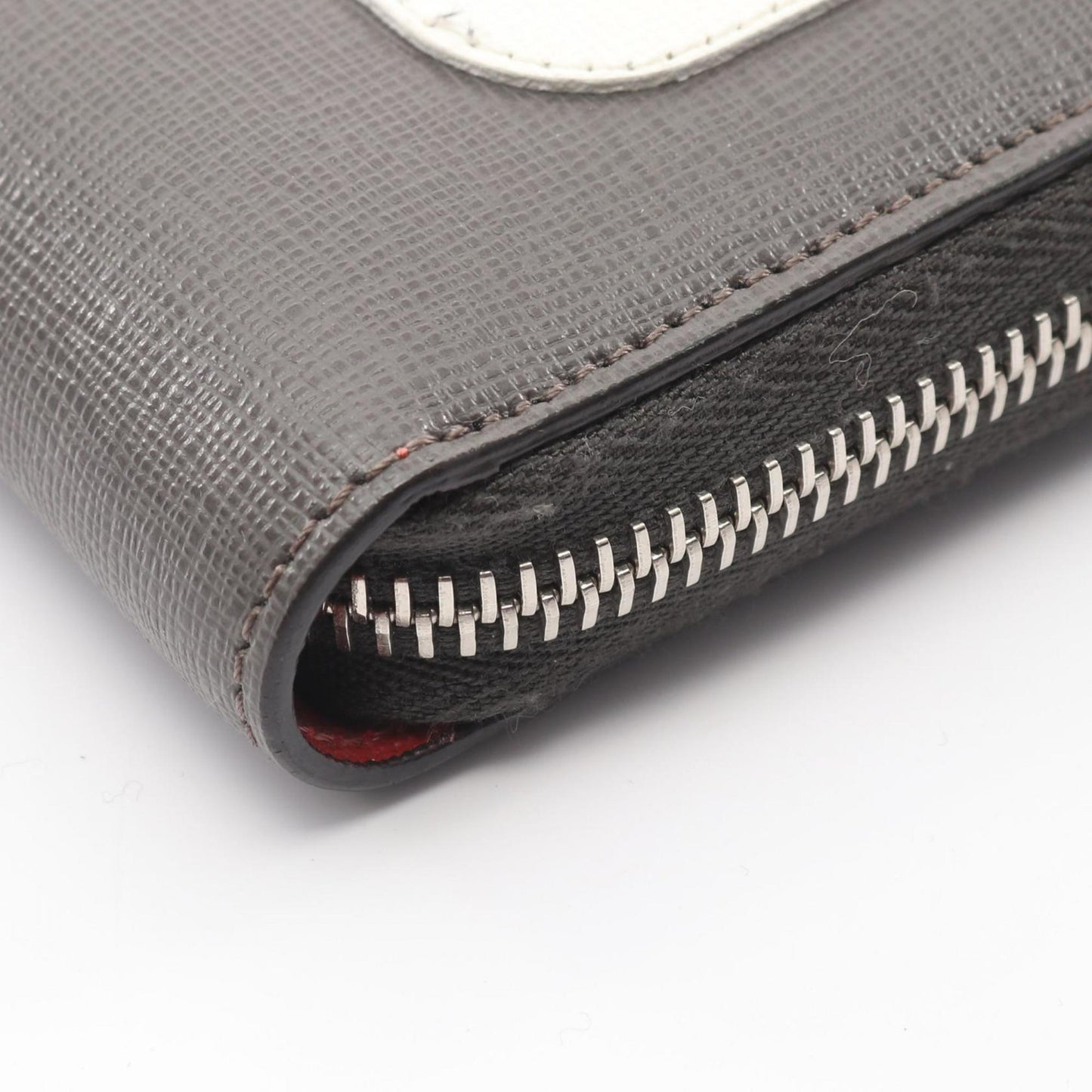 Fendi By the Way round long wallet, leather, women's, gray, beige, multicolor, 8M0299