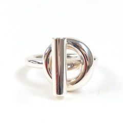 HERMES Echappé MM AG925 Ring (22BD167184), 2022 model, Silver, Size 51 (Japanese size equivalent), with box, Made in Italy, Weight: 9.9g, Women's — Like New