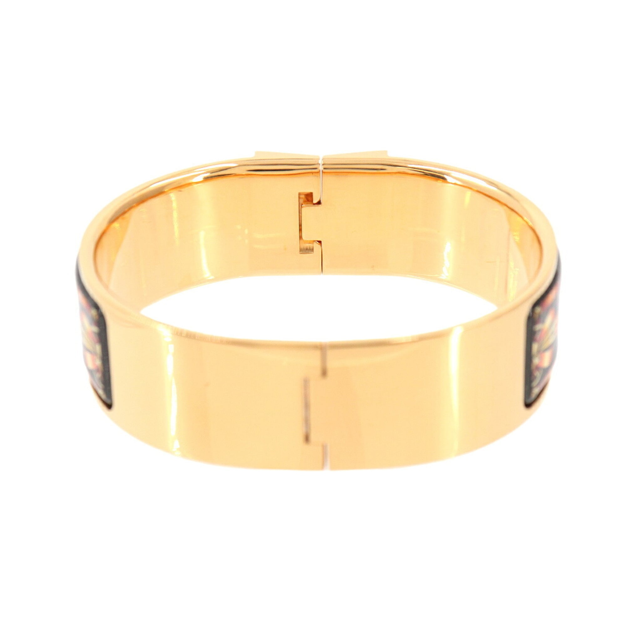 Hermes HERMES Loquet Email GM Bangle Bracelet Gold Black — Like New