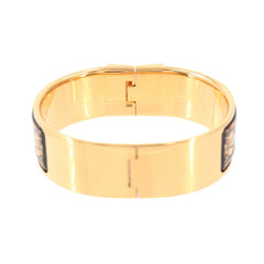 Hermes HERMES Loquet Email GM Bangle Bracelet Gold Black — Like New