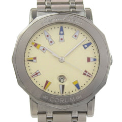 Corum Admirals Cup Watch 99.430.20 V585 Stainless Steel Quartz Analog Ivory Dial Men's — Good
