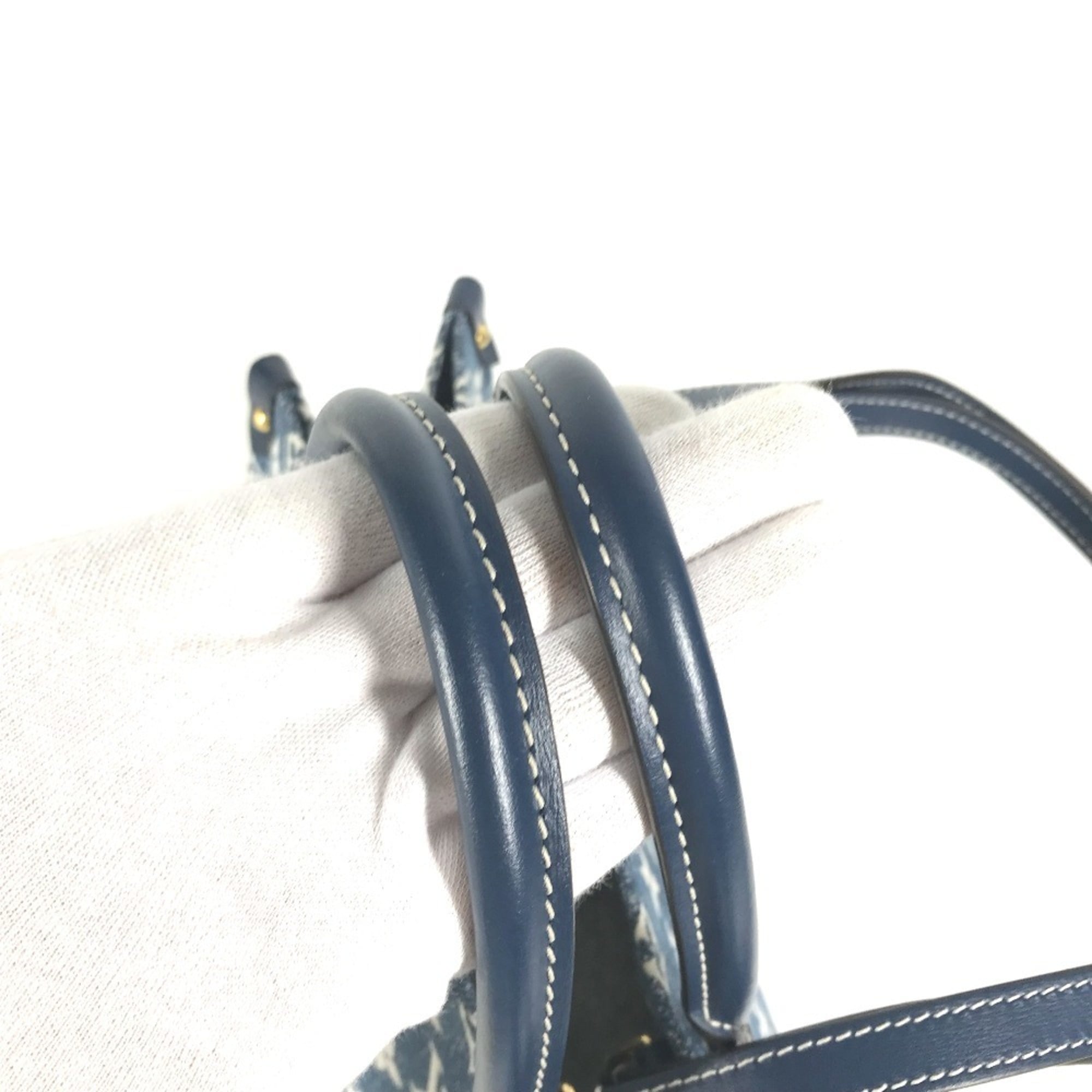 LOUIS VUITTON M59608 Monogram Denim Jacquard On the Go MM Bag Tote Shoulder Canvas Leather Women's Marine Blue D-240804-17 — Like New
