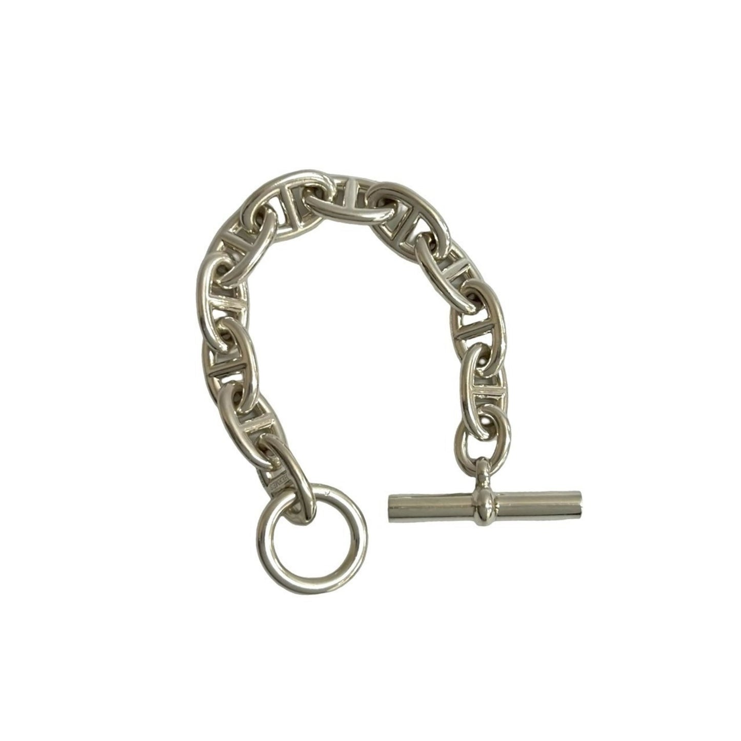 HERMES Chaine d'Ancre TGM 11-link Sterling Silver 925 Chain Bracelet Bangle 486-5