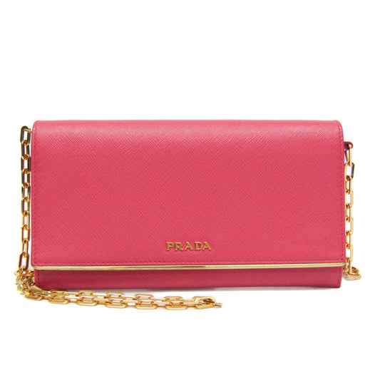Prada 1MT440 Women's Saffiano Metal Chain/Shoulder Wallet Peonia