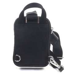 PRADA 2ZH194 Saffiano Leather Nylon Re-Nylon Triangle Logo Plate Smartphone Case Body Bag Black Silver Hardware Made in Italy Men's — Like New