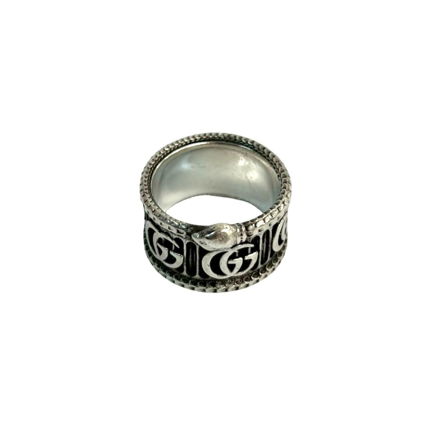 GUCCI Interlocking Double G Snake Ring, 925 Sterling Silver, Size 20, Men's, 43680