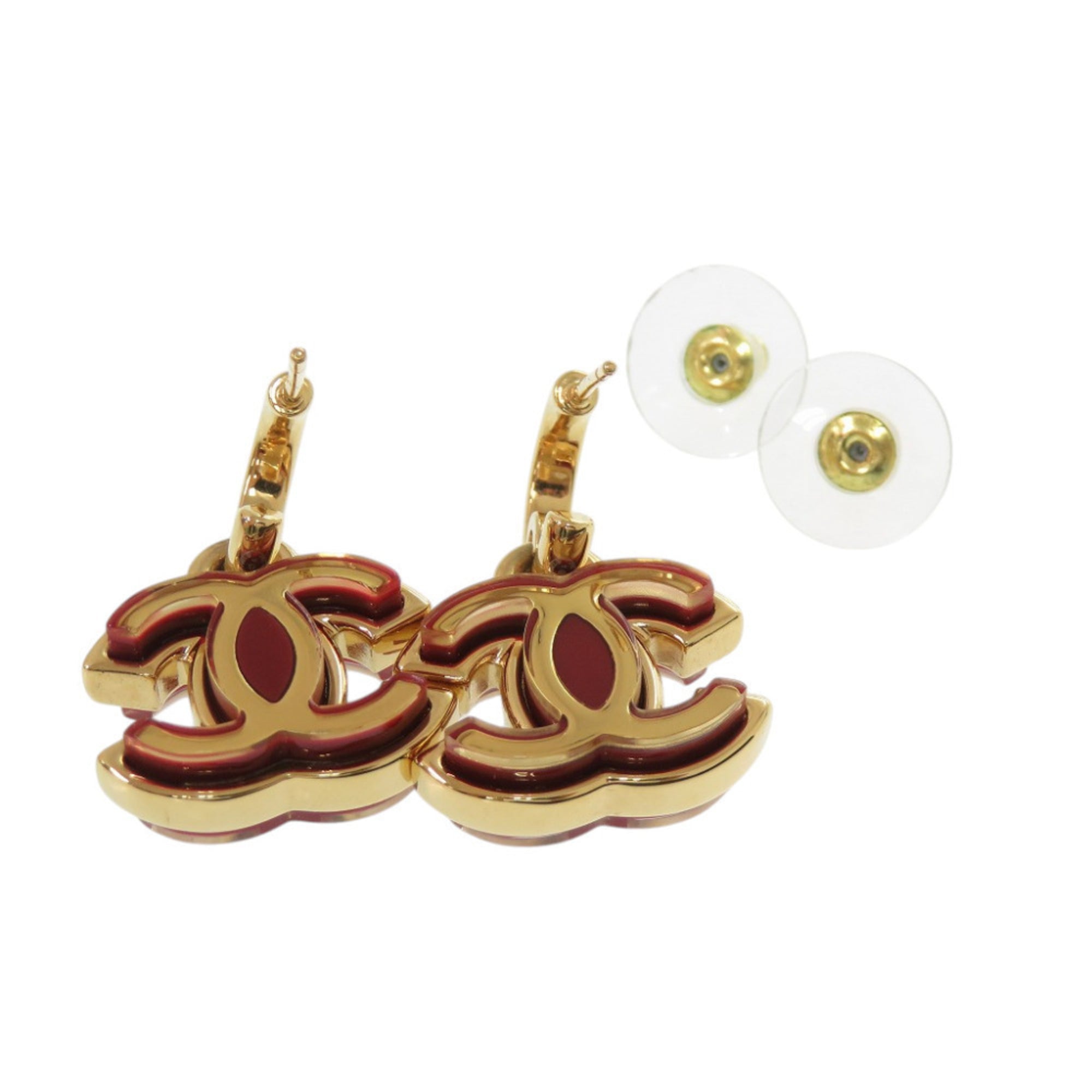 Chanel Coco Mark Metal Red Gold Earrings 1106CHANEL — Like New