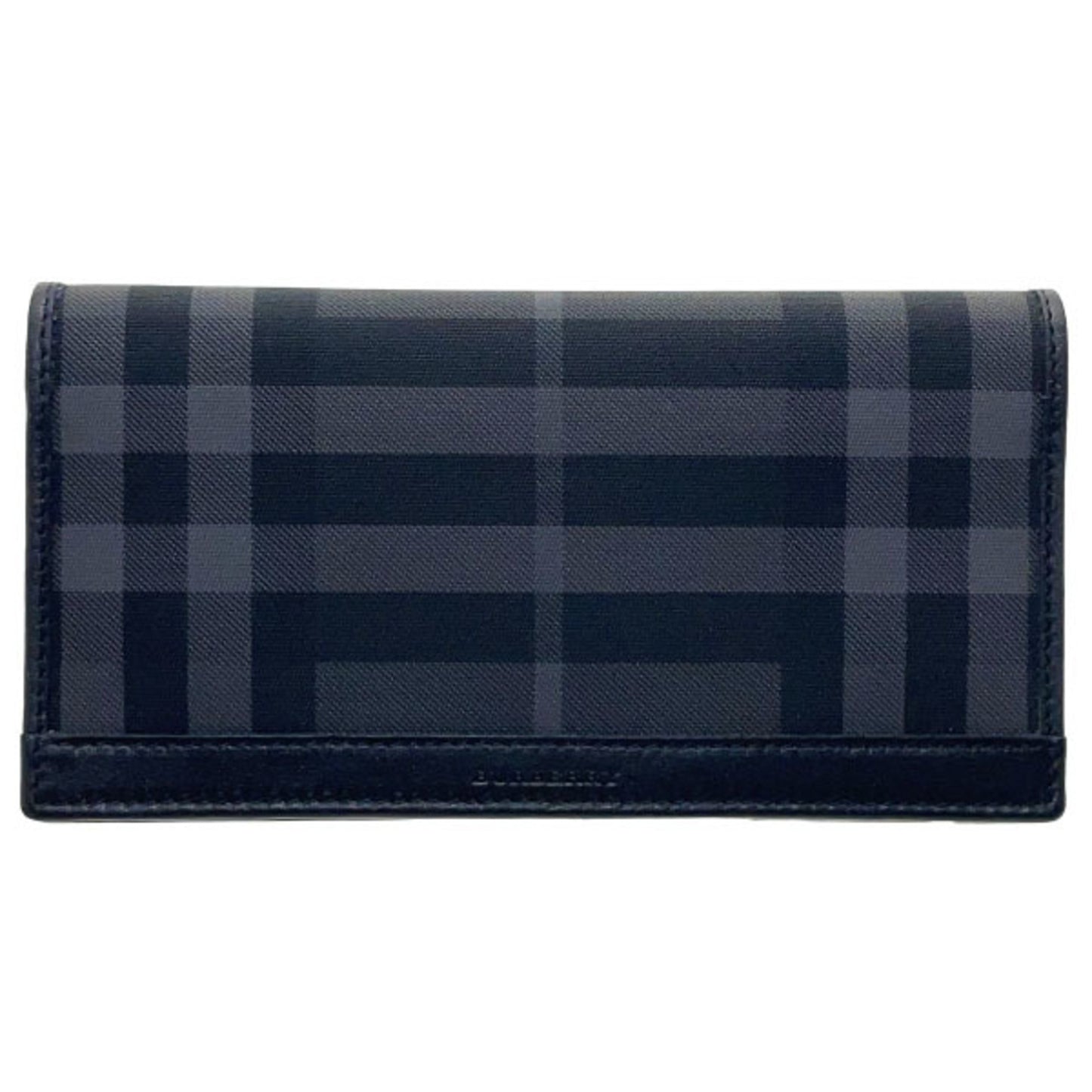 Burberry Check Bifold Wallet in PVC and Leather, Dark Gray Black. Men's NMMN-15825.