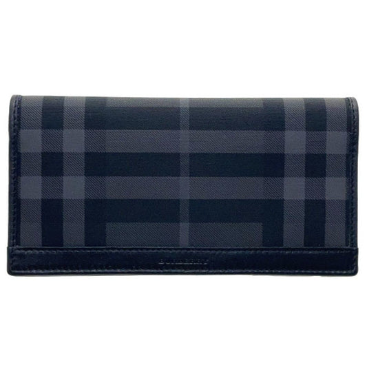Burberry Check Bifold Wallet in PVC and Leather, Dark Gray Black. Men's NMMN-15825.