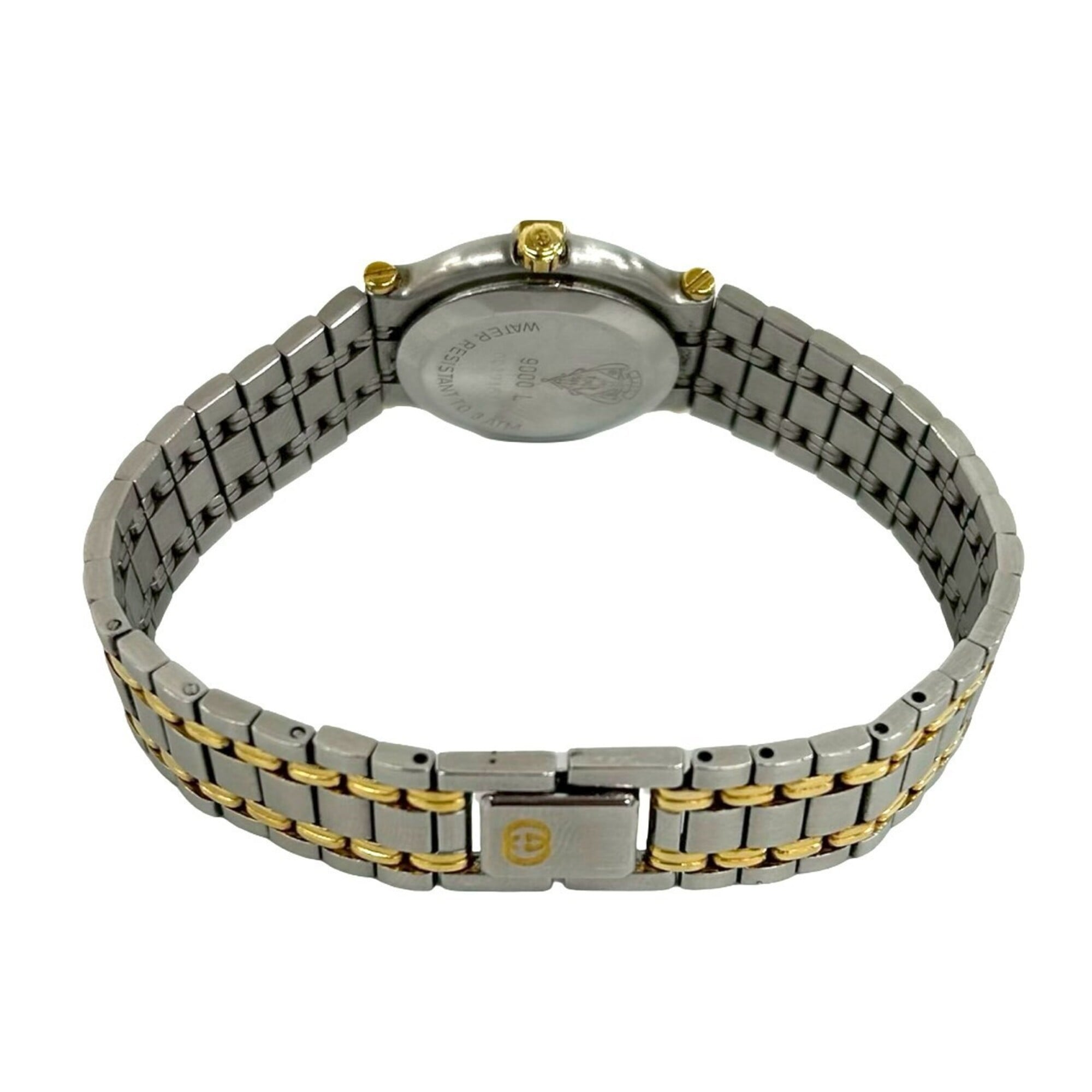 GUCCI 9000L Logo Engraved Stainless Steel Quartz Wristwatch, Silver, 26018 — Good