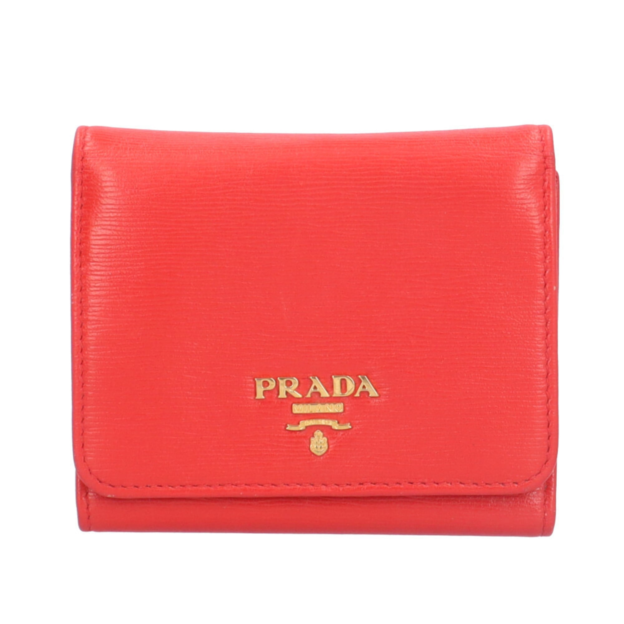 Pre-owned Prada leather tri-fold wallet, 1MH176, for women.
